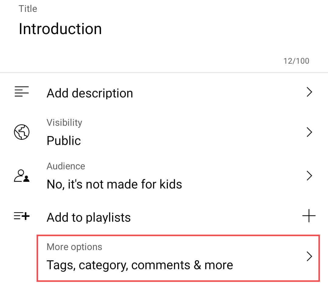 more options youtube settings